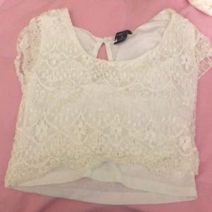 White lace crop top